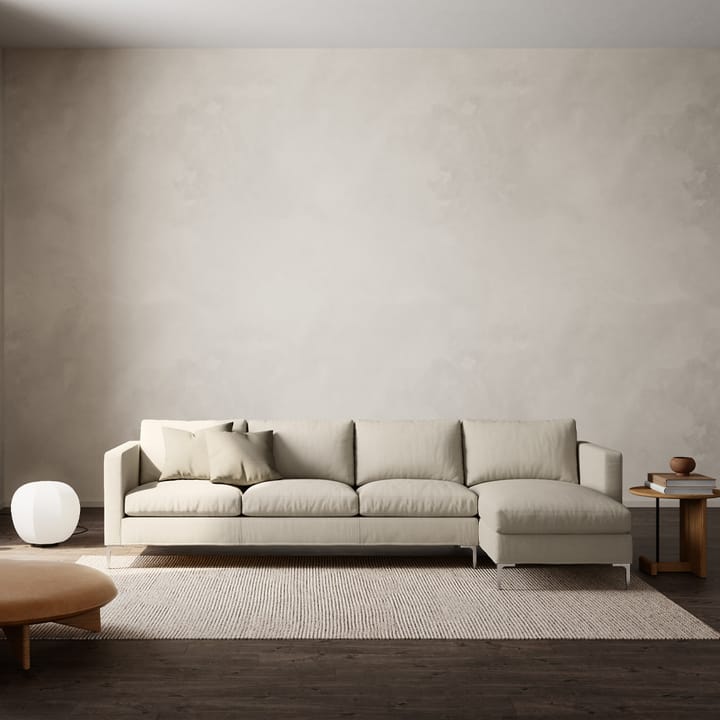 Alex soffa 3-sits med divan - tyg noah 18 mole, aluminiumben - Fogia