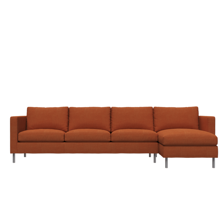 Alex soffa 3-sits med divan - tyg noah 26 rust, aluminiumben - Fogia