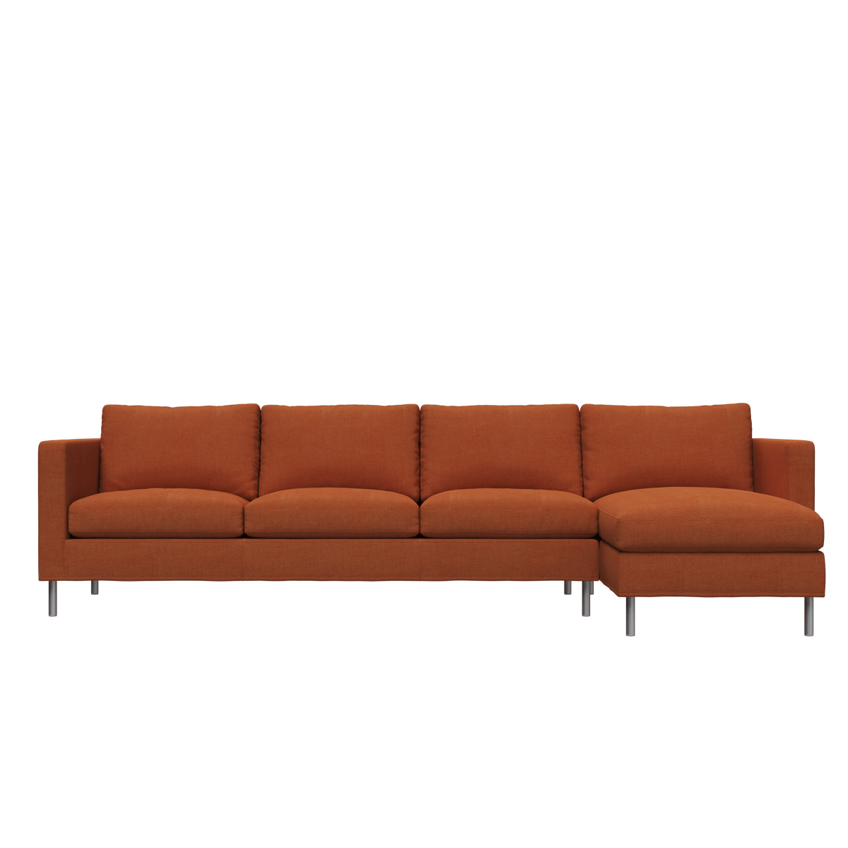 Fogia Alex soffa 3-sits med divan tyg noah 26 rust, aluminiumben