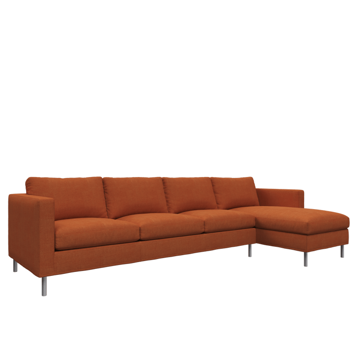 Alex soffa 3-sits med divan - tyg noah 26 rust, aluminiumben - Fogia
