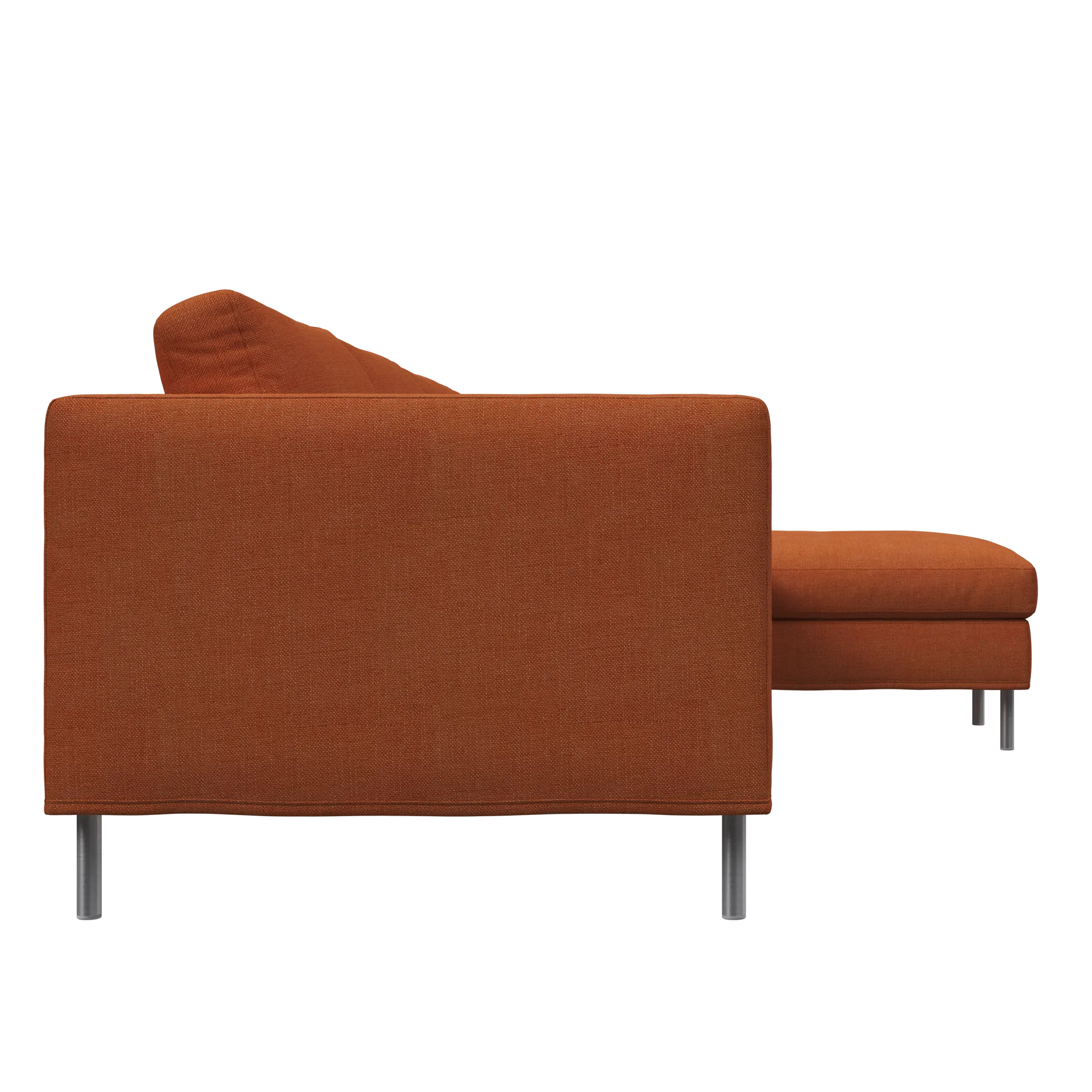 Alex soffa 3-sits med divan, tyg noah 26 rust, aluminiumben Fogia