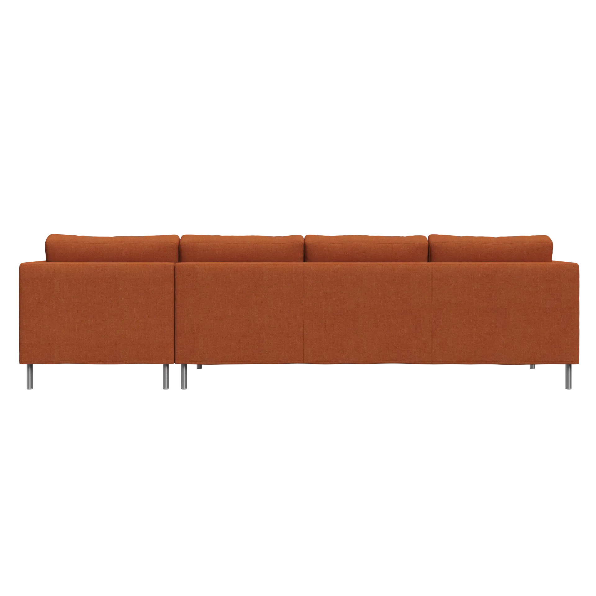 Alex soffa 3-sits med divan, tyg noah 26 rust, aluminiumben Fogia