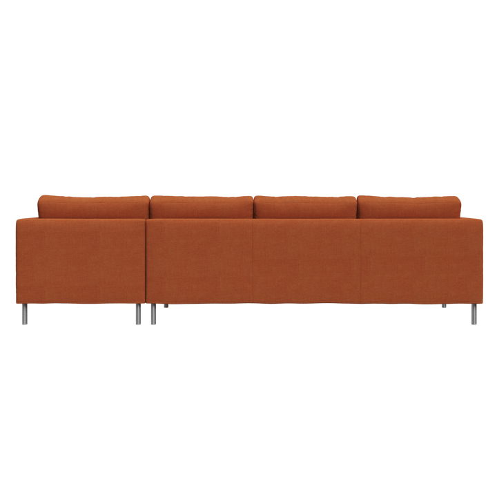 Alex soffa 3-sits med divan, tyg noah 26 rust, aluminiumben Fogia