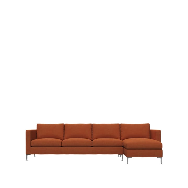 Alex soffa 3-sits med divan - tyg noah 26 rust, aluminiumben - Fogia