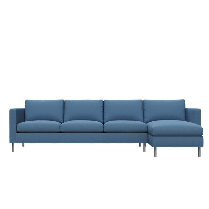 Alex soffa 3-sits med divan - tyg noah 45 blue, aluminiumben - Fogia