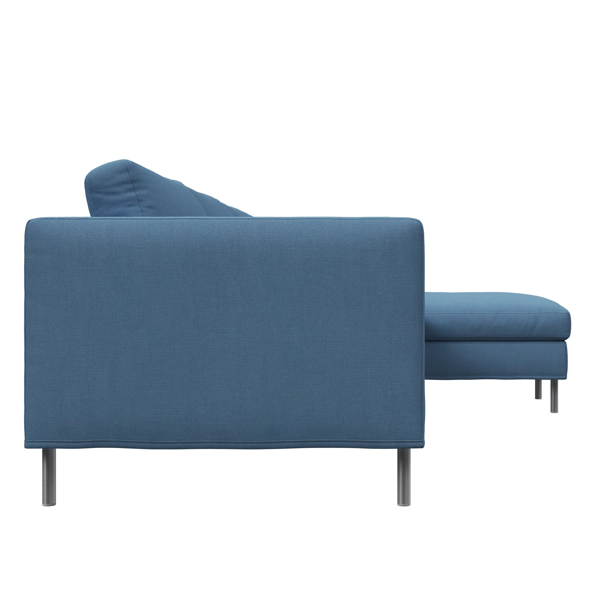 Alex soffa 3-sits med divan, tyg noah 45 blue, aluminiumben Fogia