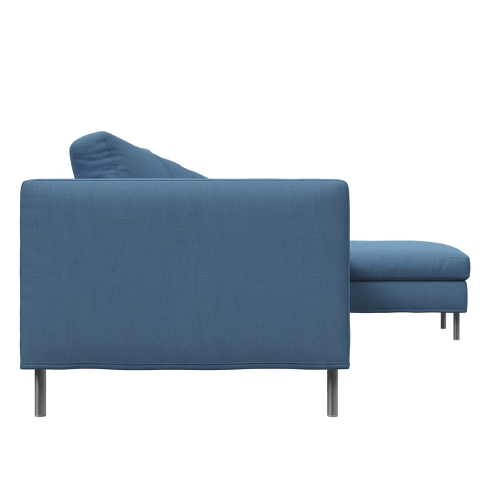 Alex soffa 3-sits med divan, tyg noah 45 blue, aluminiumben Fogia