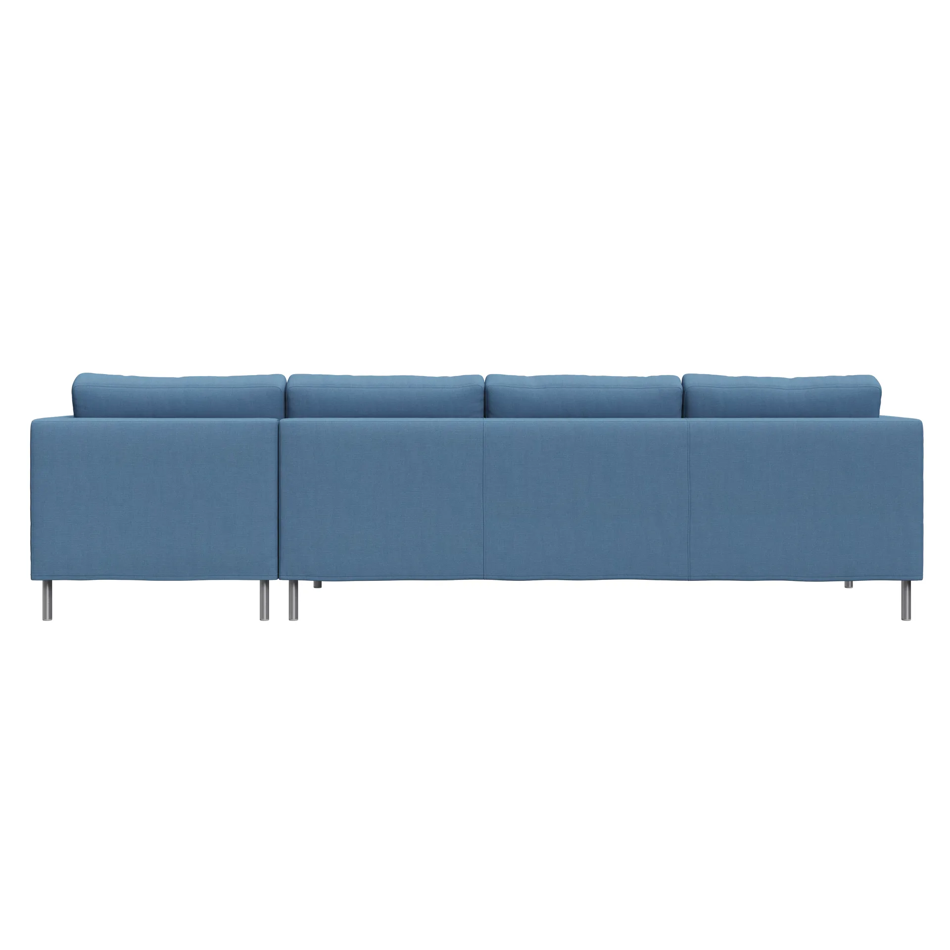 Alex soffa 3-sits med divan, tyg noah 45 blue, aluminiumben Fogia