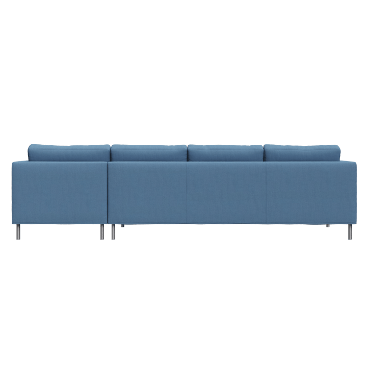 Alex soffa 3-sits med divan, tyg noah 45 blue, aluminiumben Fogia