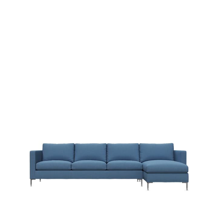 Alex soffa med divan - tyg noah 45 blue, aluminiumben - Fogia