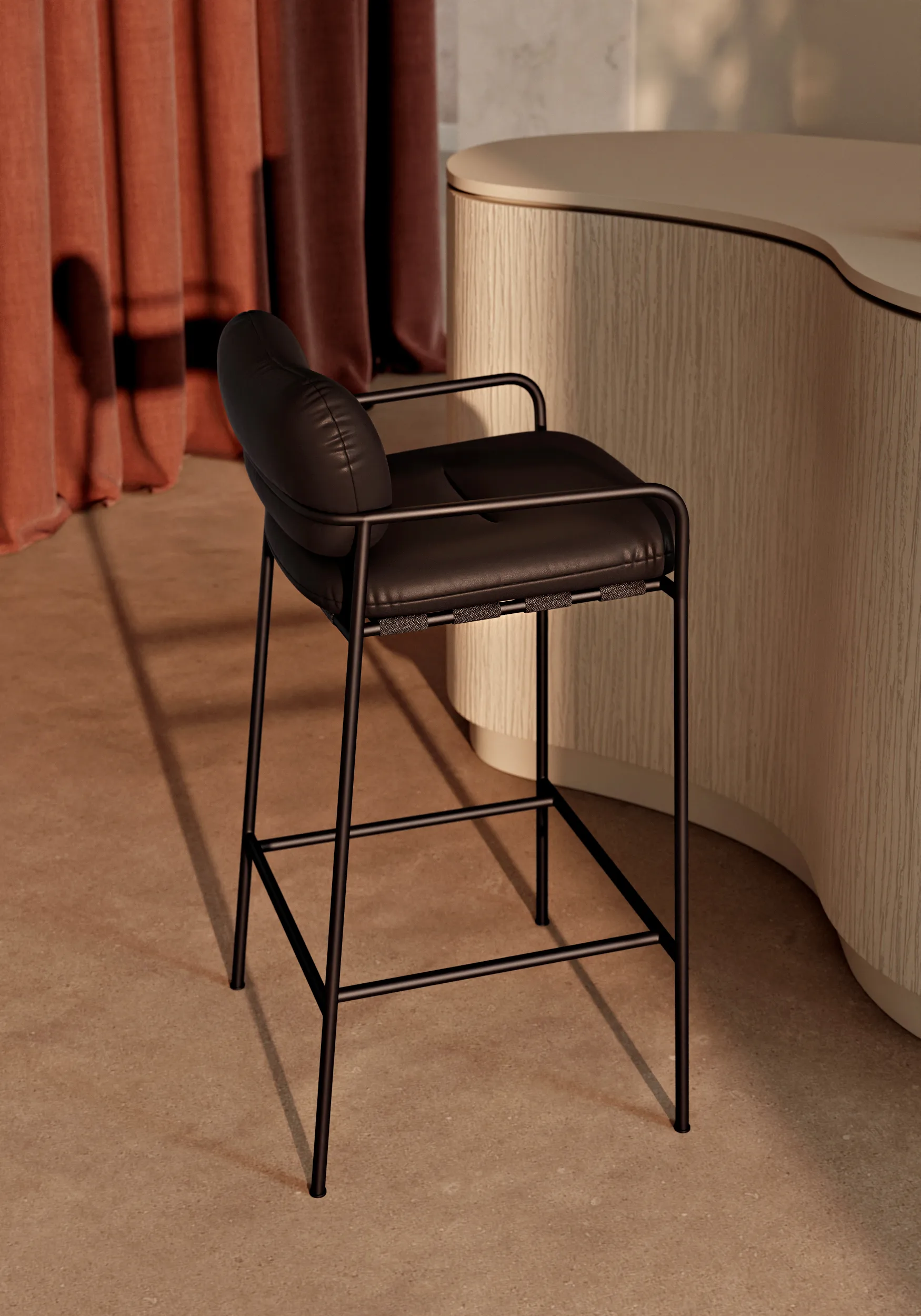 Bollo barstol high 75 cm, Vidar 4 0323 beige-beige Fogia