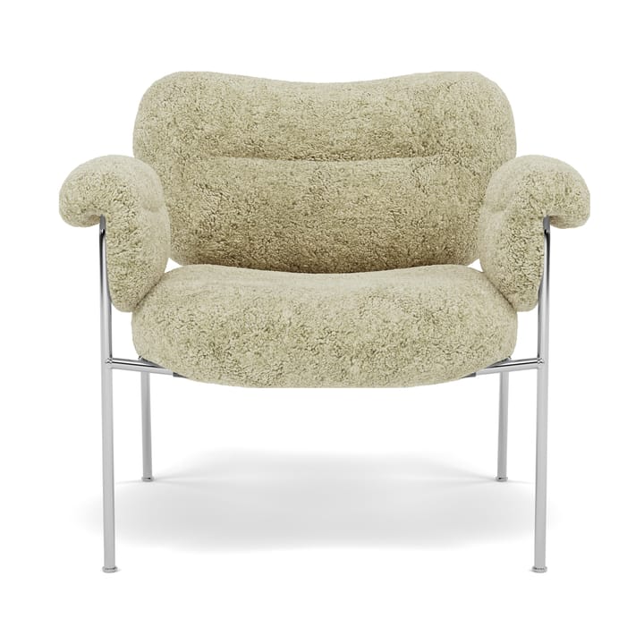 Bollo fåtölj, Sheepskin Mohawi-polished stainless steel Fogia