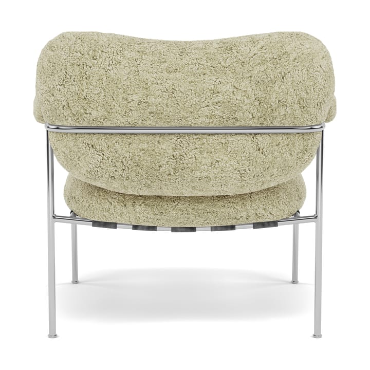 Bollo fåtölj, Sheepskin Mohawi-polished stainless steel Fogia
