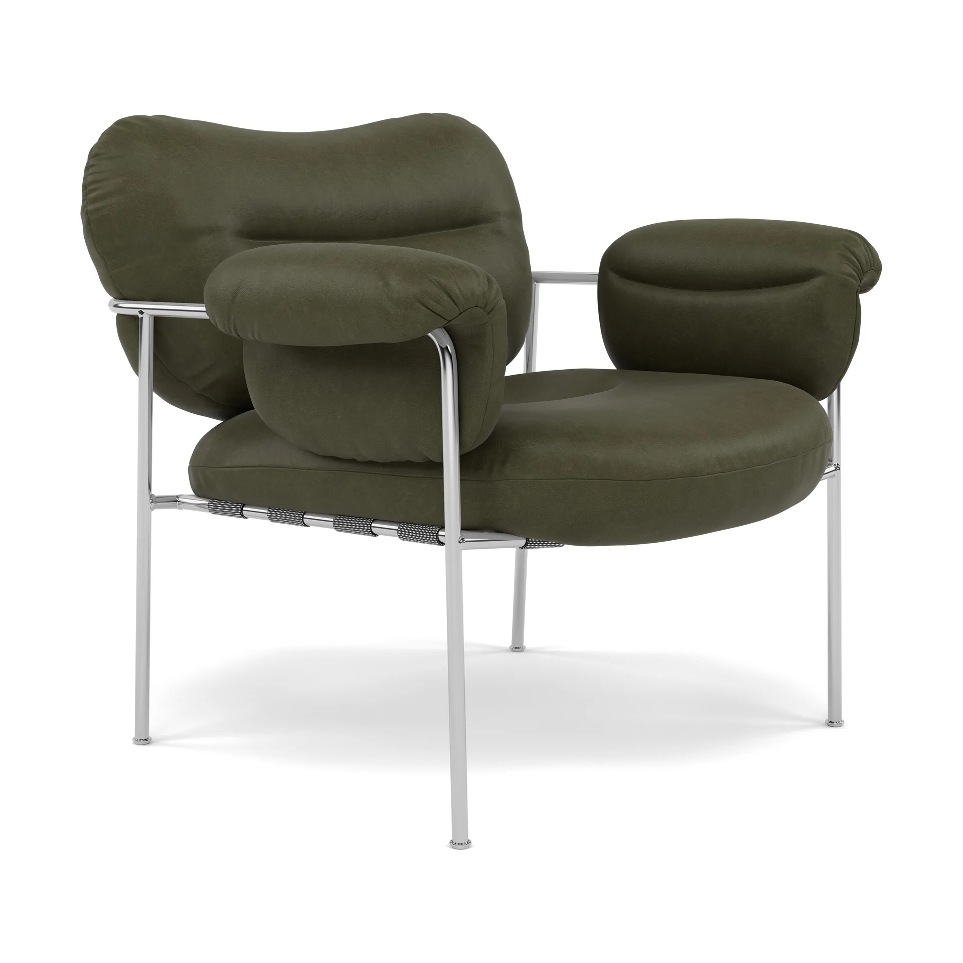 Bollo fåtölj, Vintage Olive-polished stainless steel Fogia