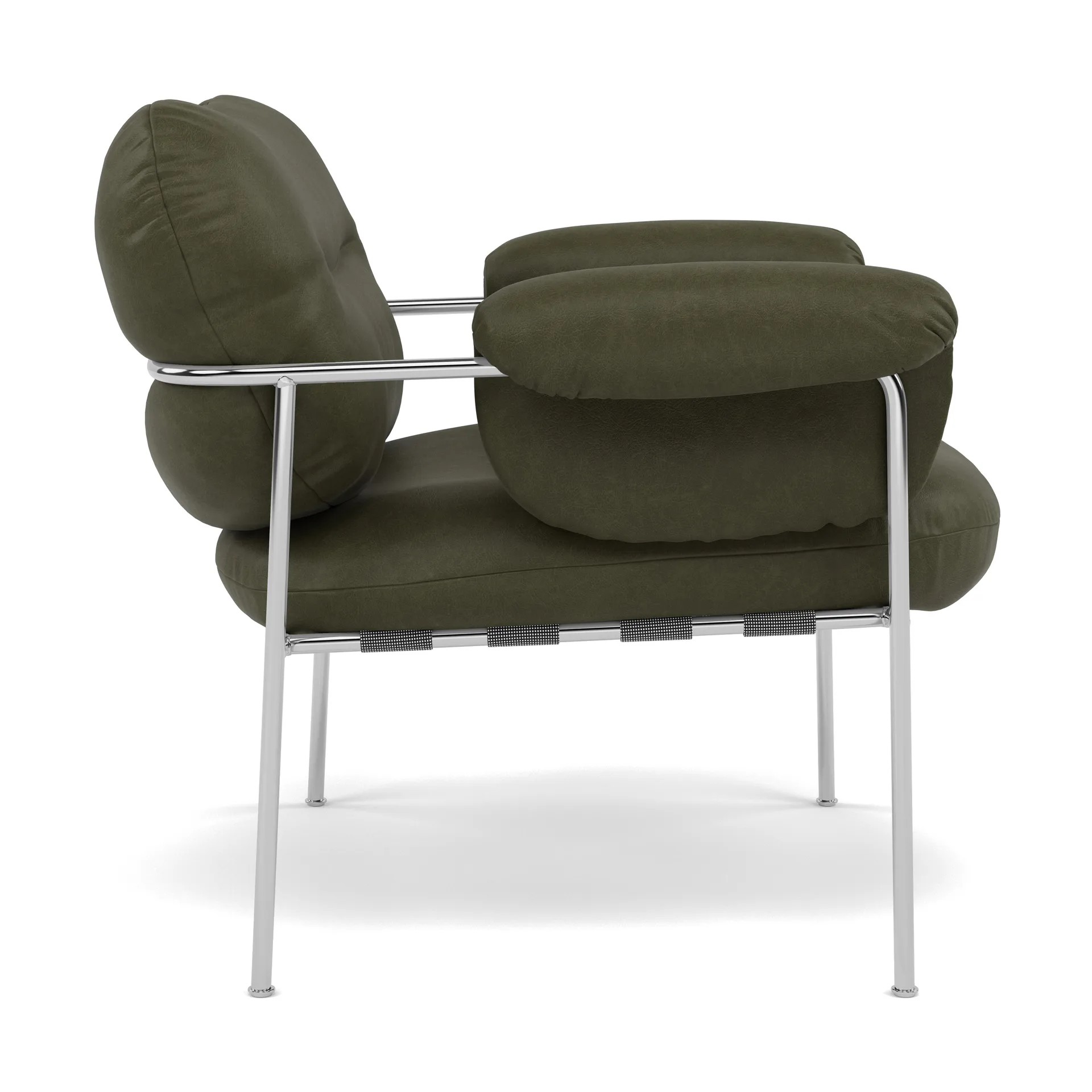 Bollo fåtölj, Vintage Olive-polished stainless steel Fogia