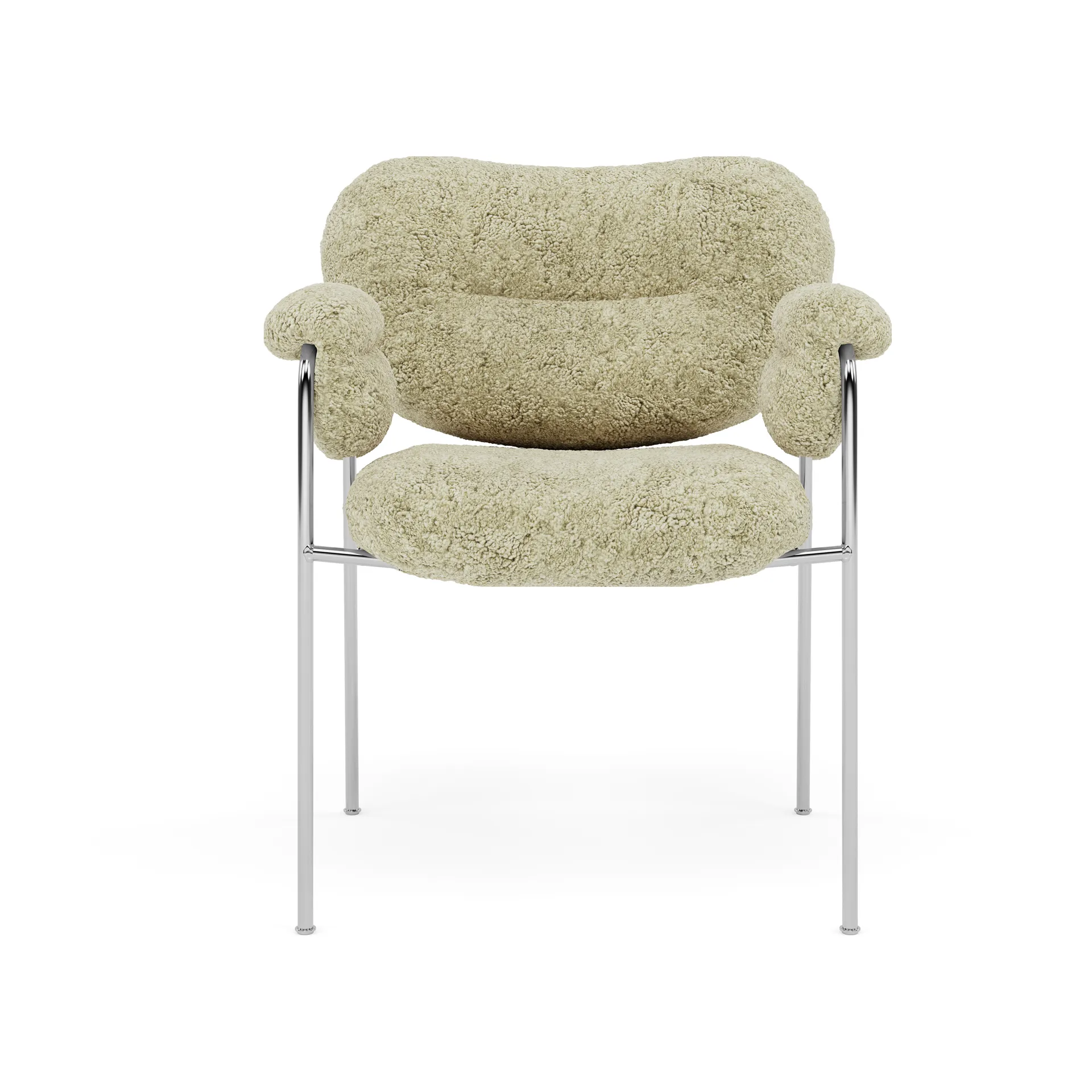 Bollo stol, Sheepskin Mohaw-polished stainless steel Fogia