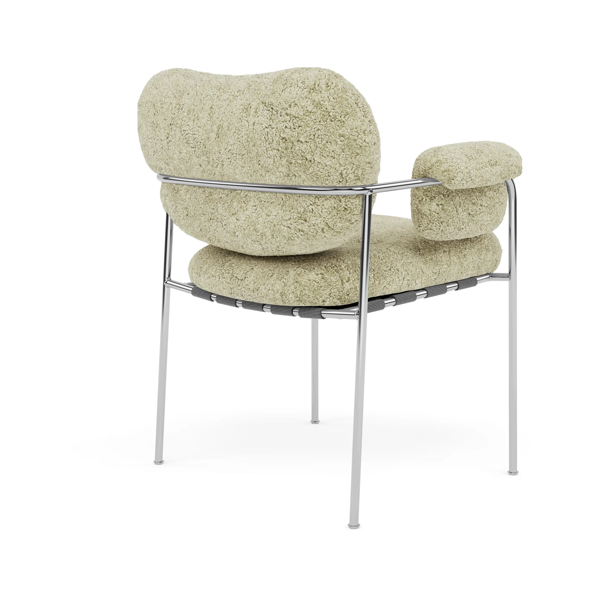 Bollo stol, Sheepskin Mohaw-polished stainless steel Fogia