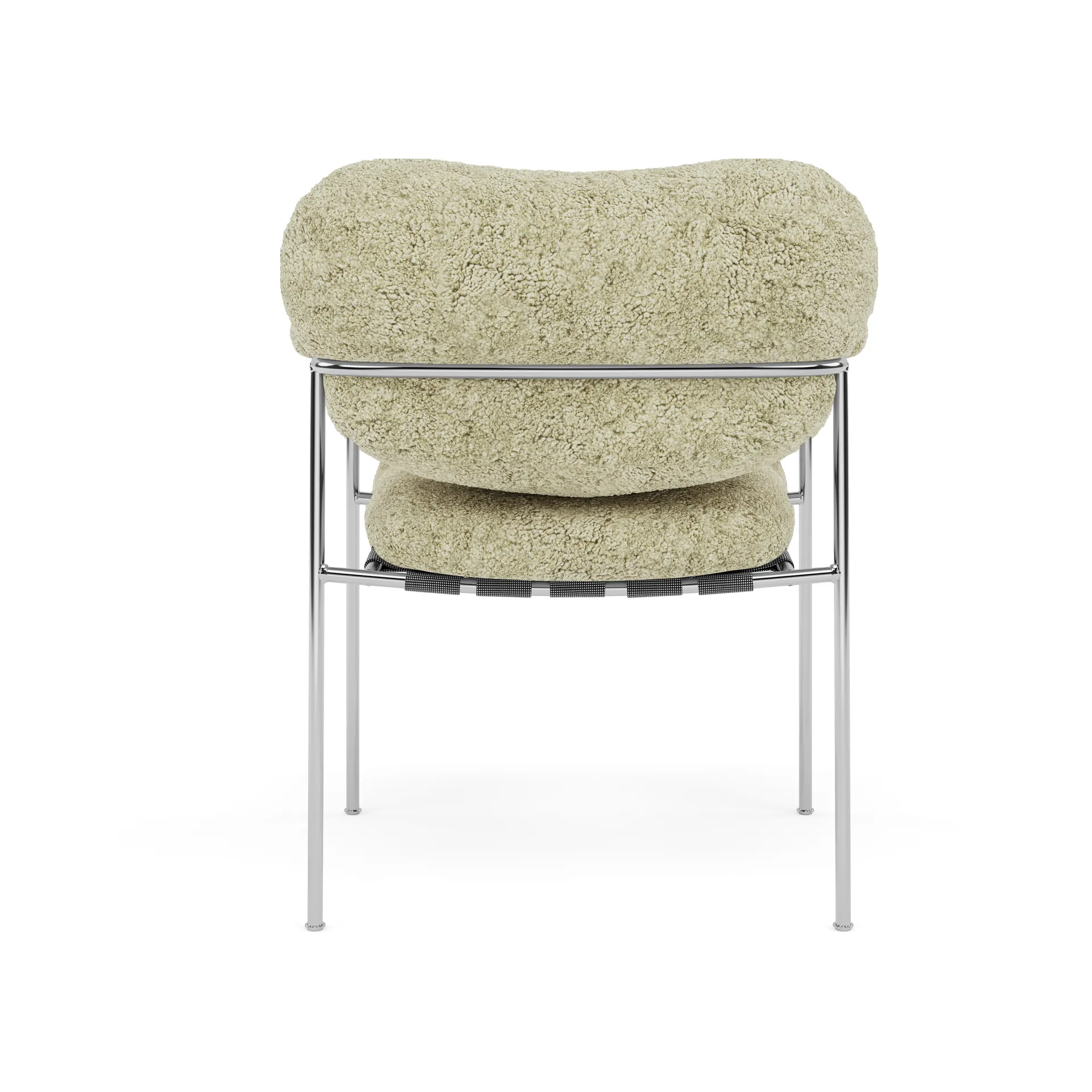 Bollo stol, Sheepskin Mohaw-polished stainless steel Fogia