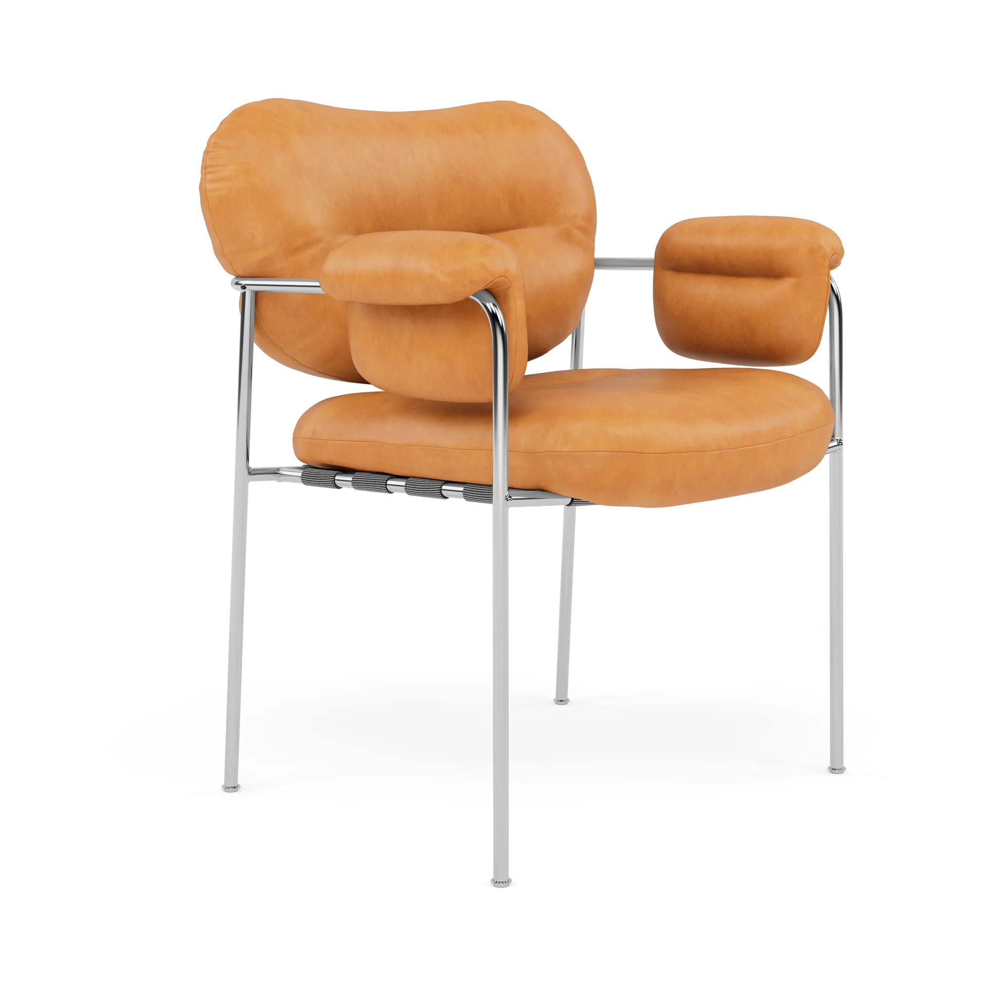 Bollo stol, Vintage Cognac-polished stainless steel Fogia