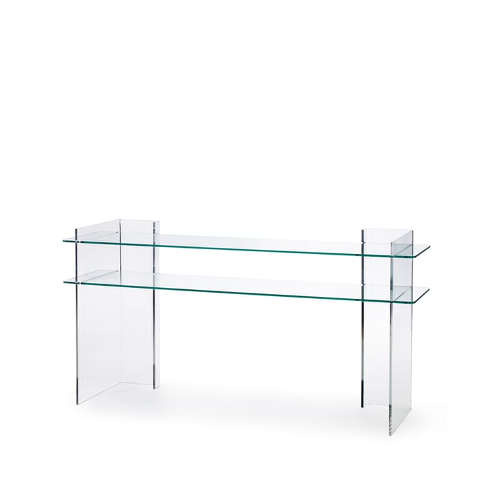 Combiplex konsolbord - klar, 2 hyllplan, stativ i plexiglas - Fogia