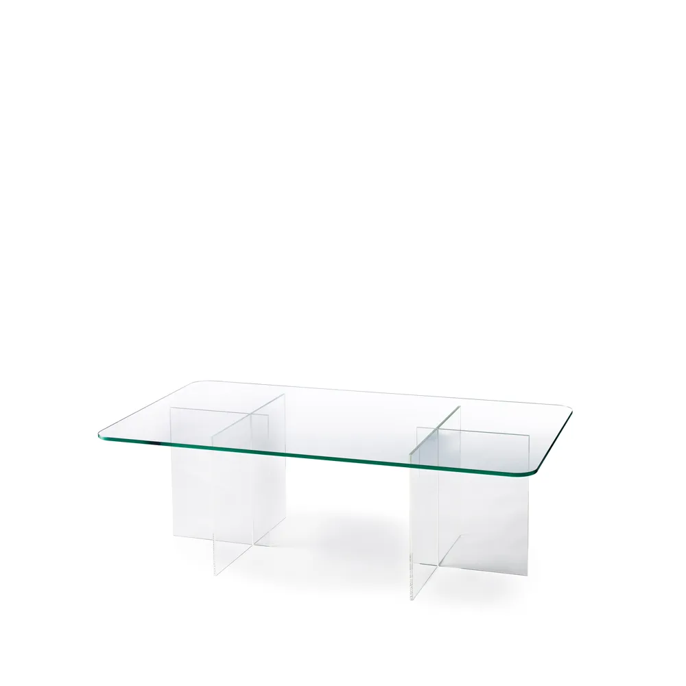 Combiplex soffbord, klar, rektangulär, krysstativ i plexiglas Fogia
