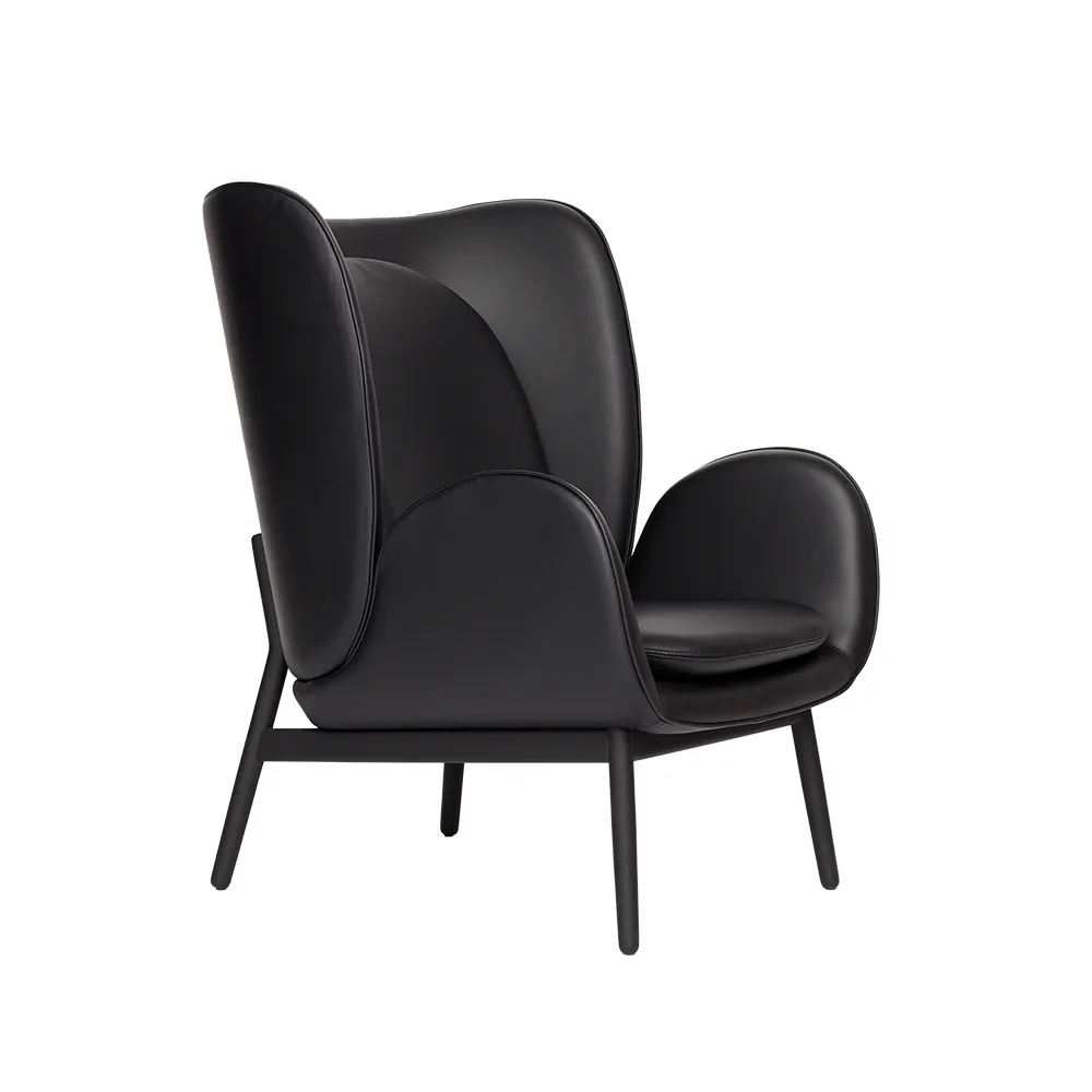 Embrace Large fåtölj ekben, Läder Elmosoft 99999-svartbets Fogia