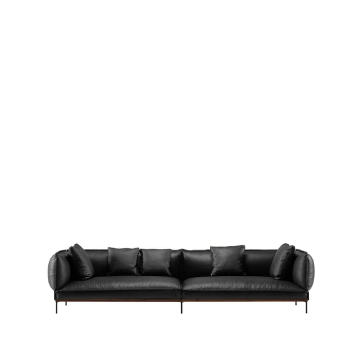 Jord 2,5-sits soffa - läder elmosoft 99999 svart, underrede i oljad valnöt - Fogia