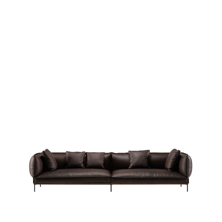 Jord 2,5-sits soffa - läder elmosoft brun, underrede i oljad valnöt - Fogia