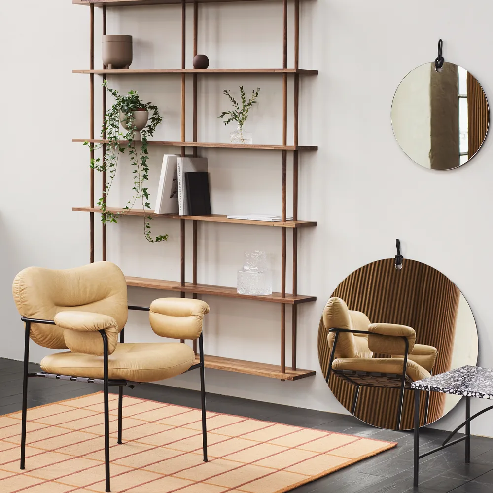 Kimi spegel, klar, ø40, svart läder Fogia