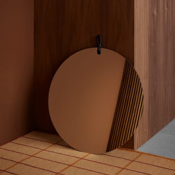 Kimi spegel - klar, ø80, sand-cognac läder - Fogia