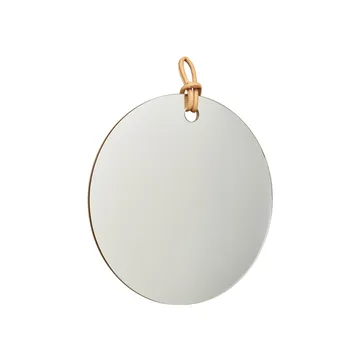 Kimi spegel - klar, ø80, sand-cognac läder - Fogia