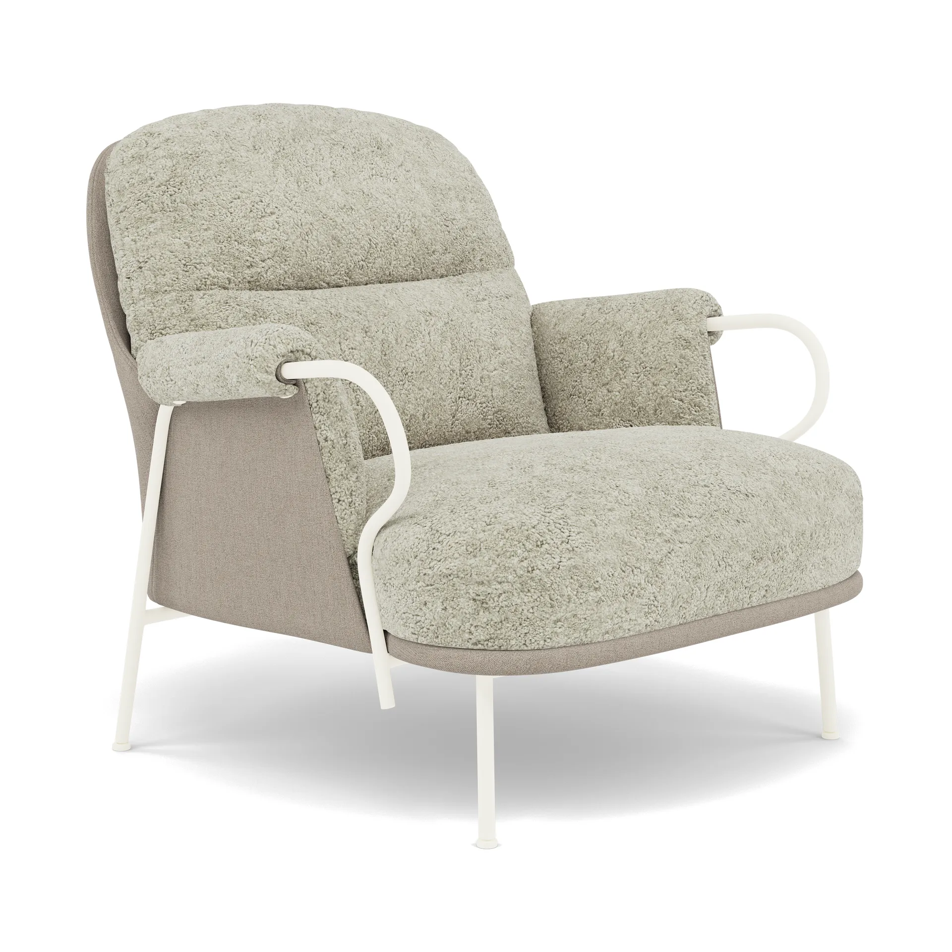 Lyra loungefåtölj, Fårskinn Mohawi-RAL1013 Fogia