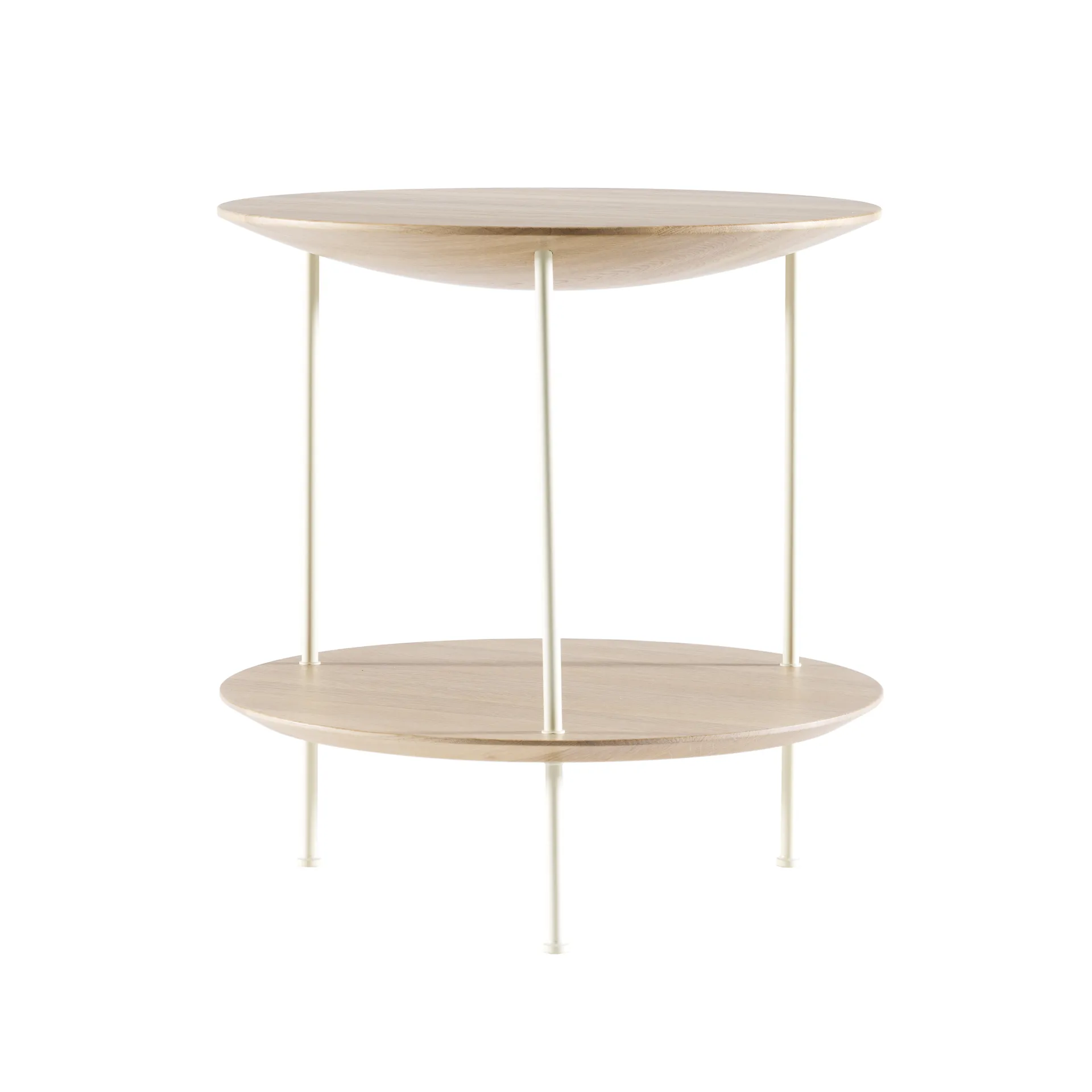 Pastille bord, ek lack, pärlvitt stativ Fogia