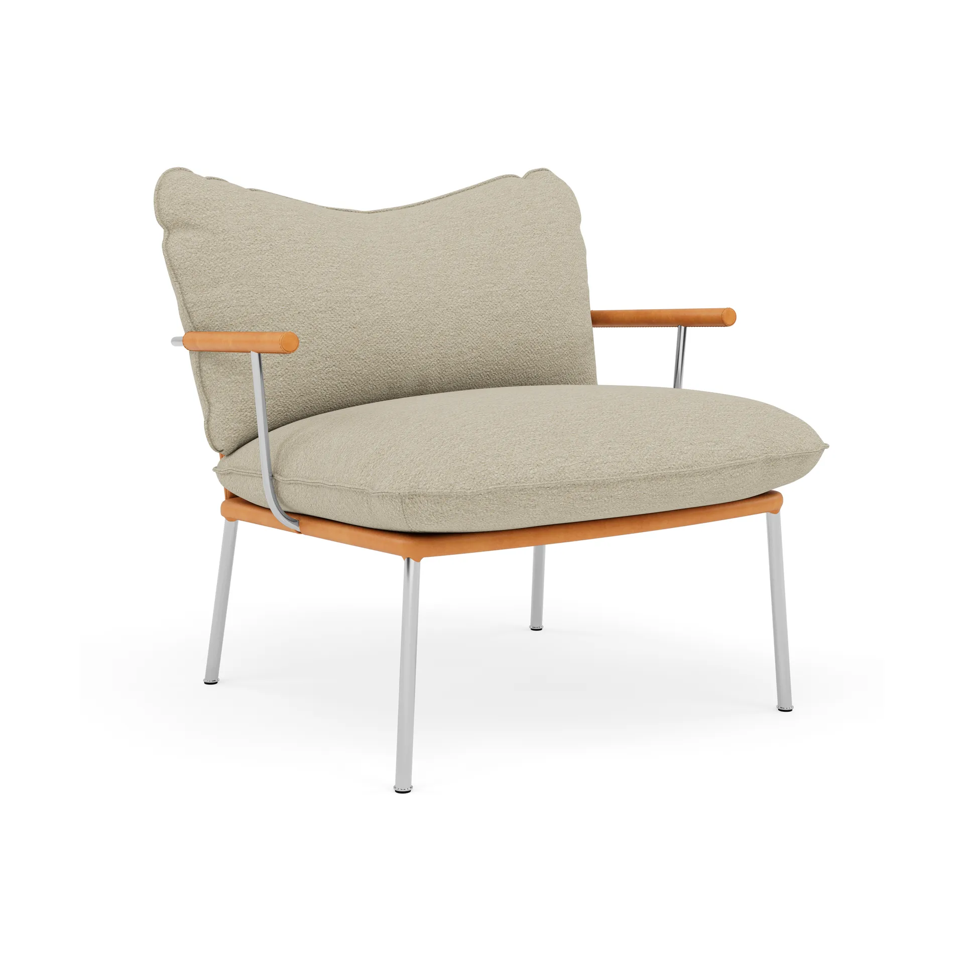 Pico fåtölj, Vintage Cognac-Barnum 2-polished stainless steel Fogia