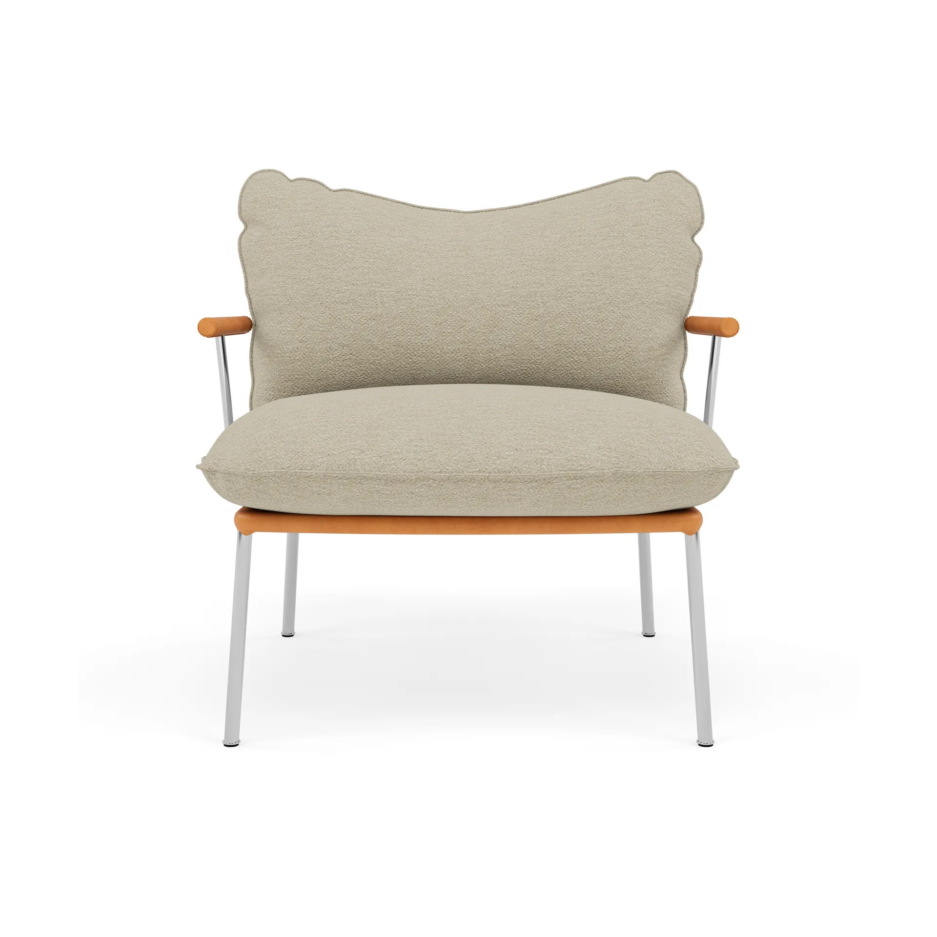 Pico fåtölj, Vintage Cognac-Barnum 2-polished stainless steel Fogia