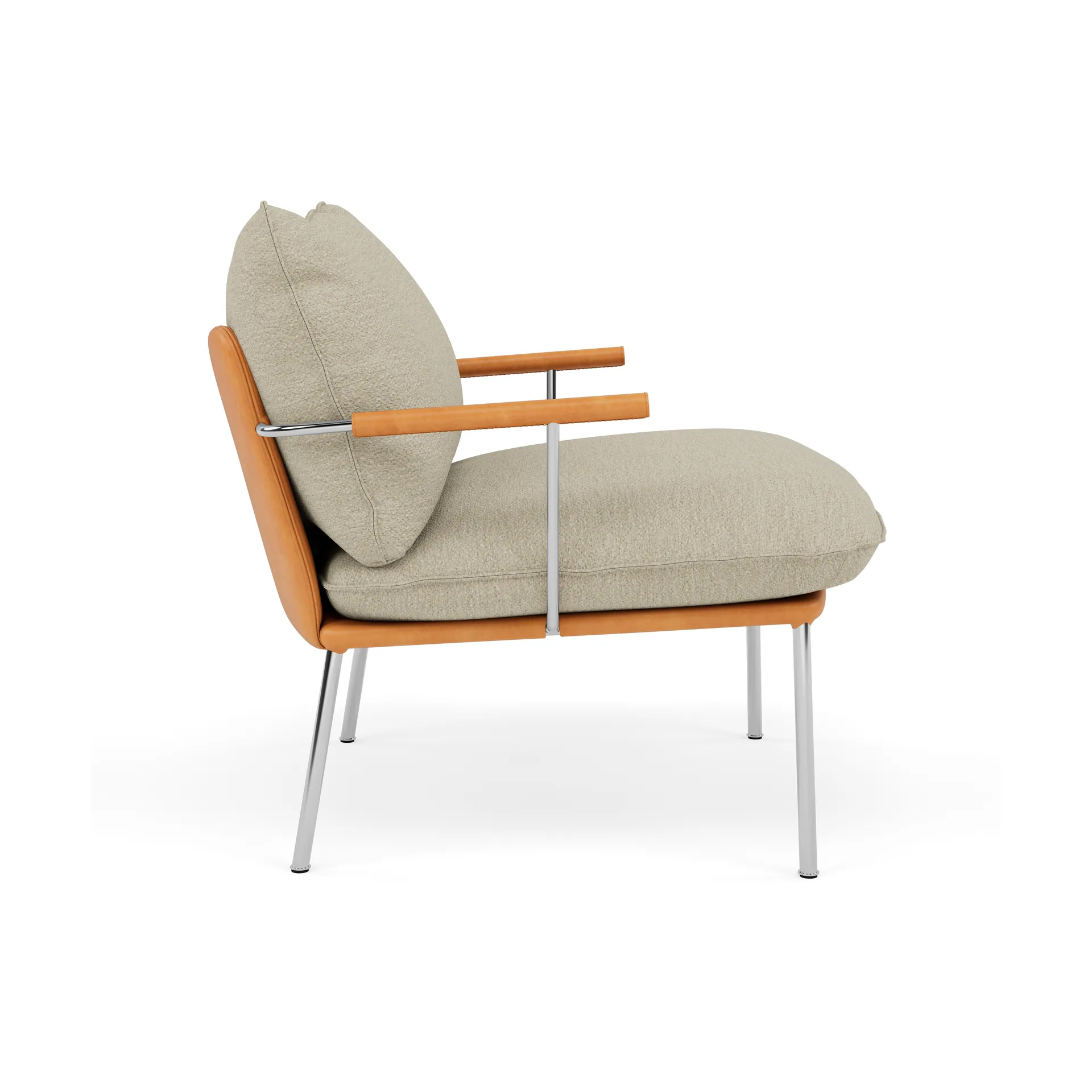 Pico fåtölj, Vintage Cognac-Barnum 2-polished stainless steel Fogia