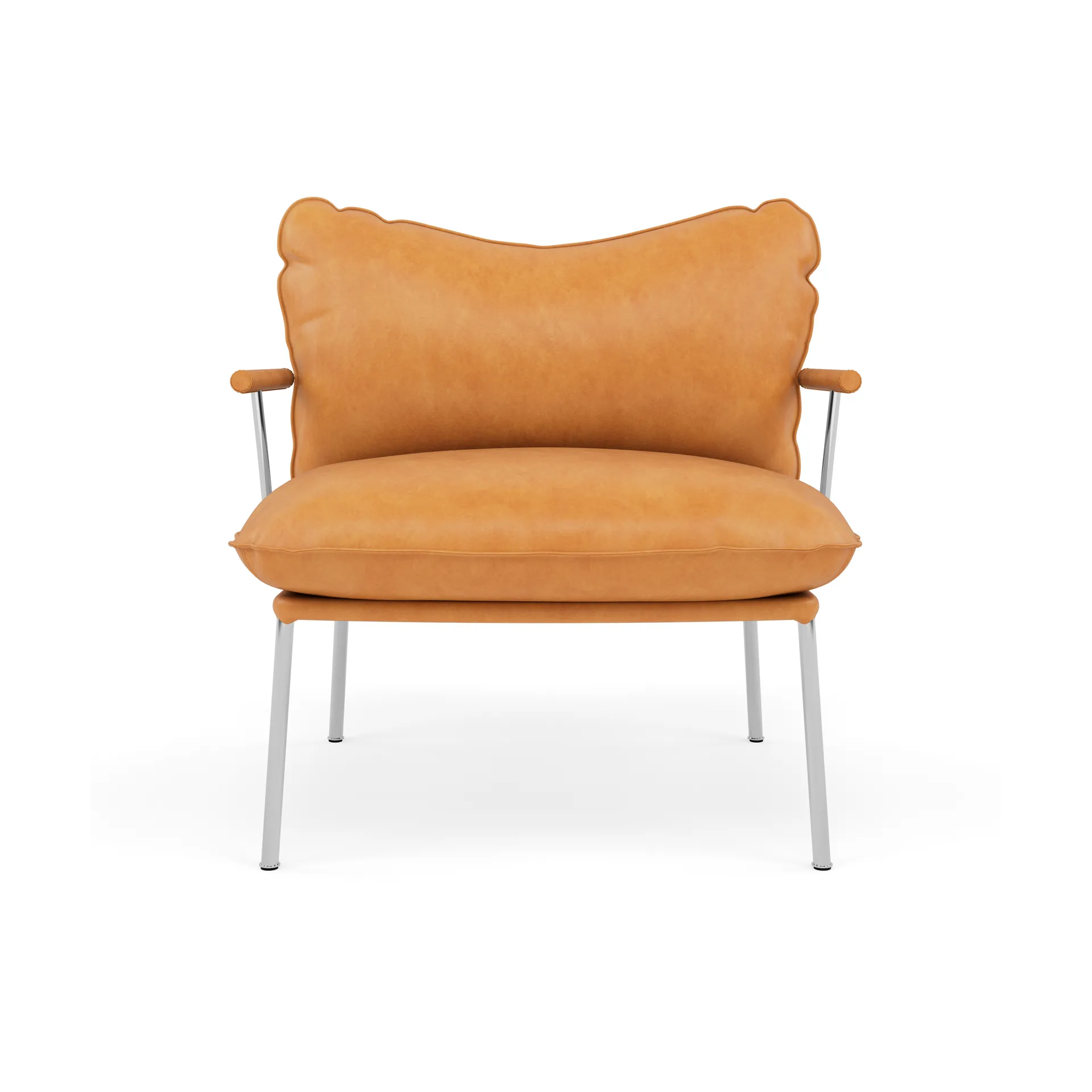 Pico fåtölj, Vintage cognac-polished stainless steel Fogia