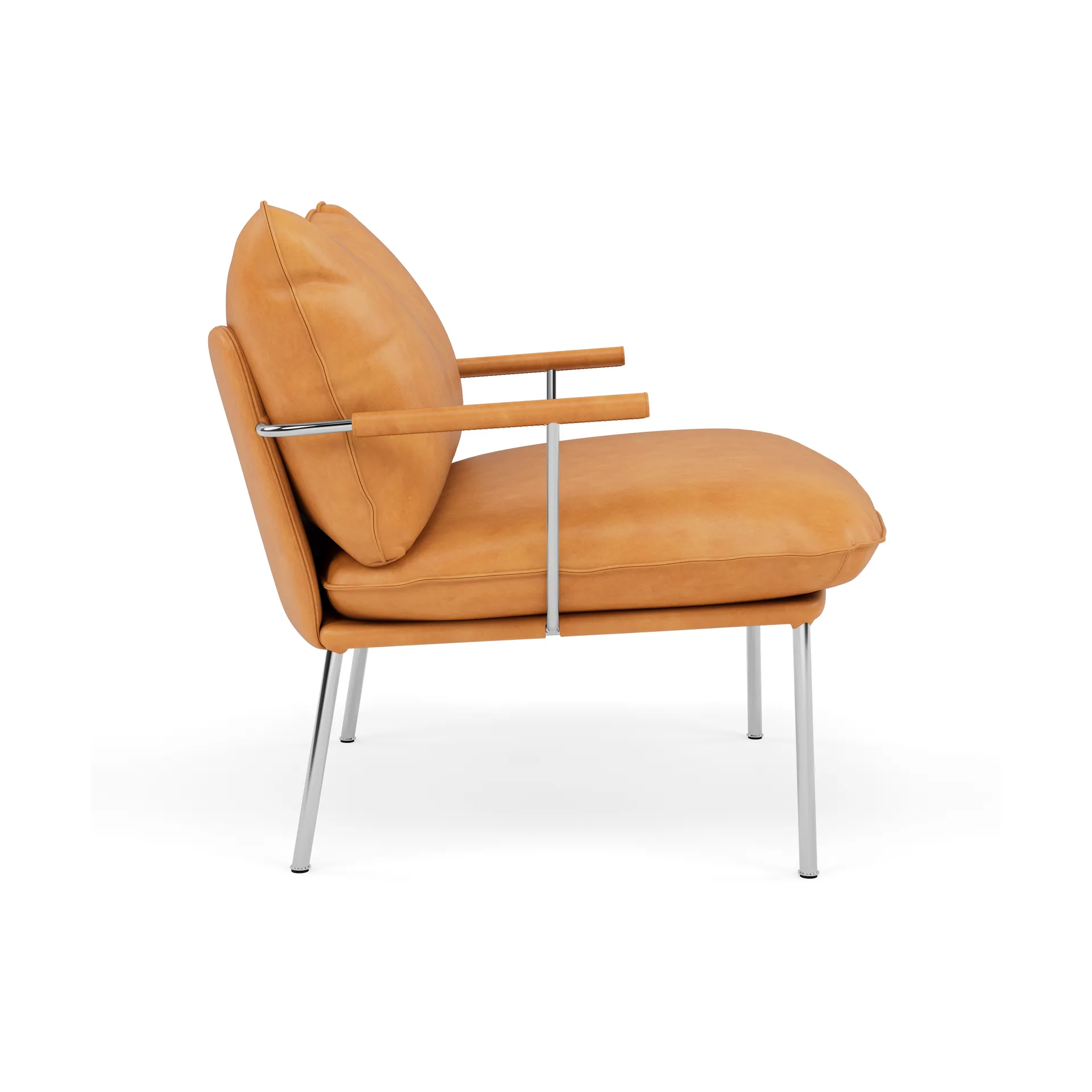 Pico fåtölj, Vintage cognac-polished stainless steel Fogia