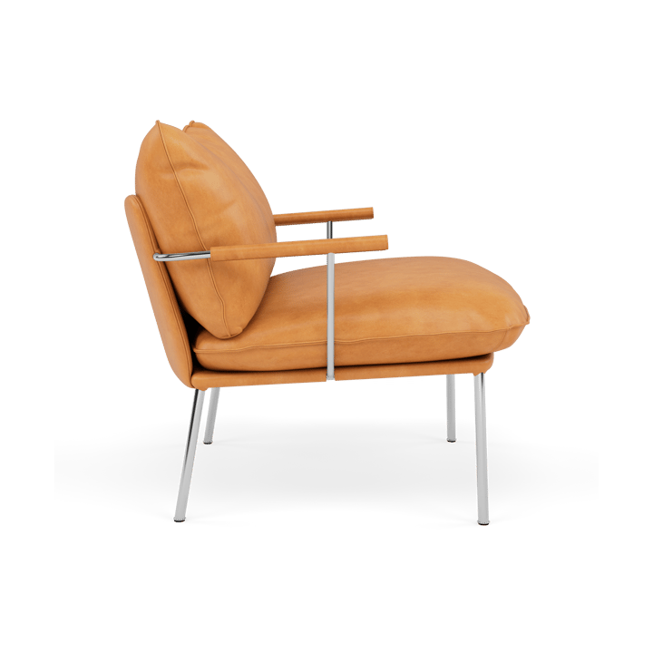 Pico fåtölj, Vintage cognac-polished stainless steel Fogia