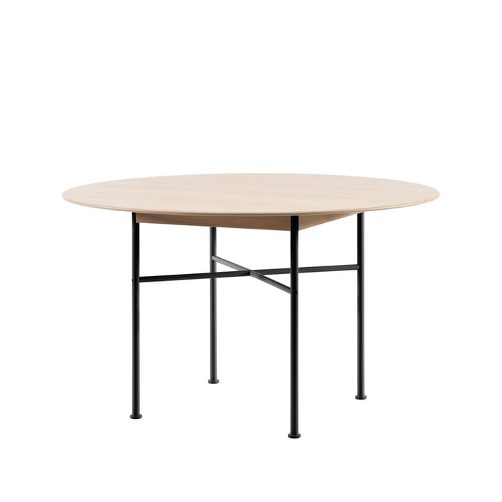 Supper matbord ek Ø127 cm, ek vitpigment, svart underrede Fogia
