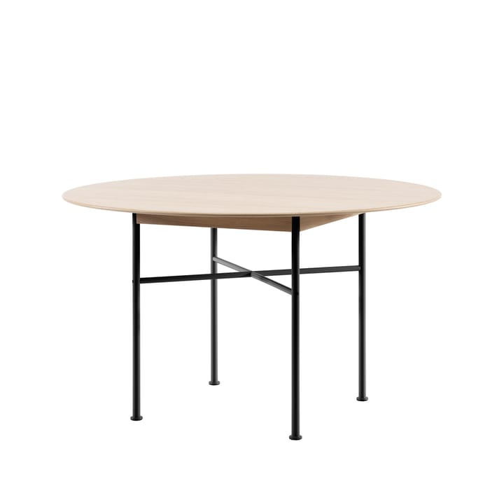 Supper matbord ek Ø127 cm - ek vitpigment, svart underrede - Fogia