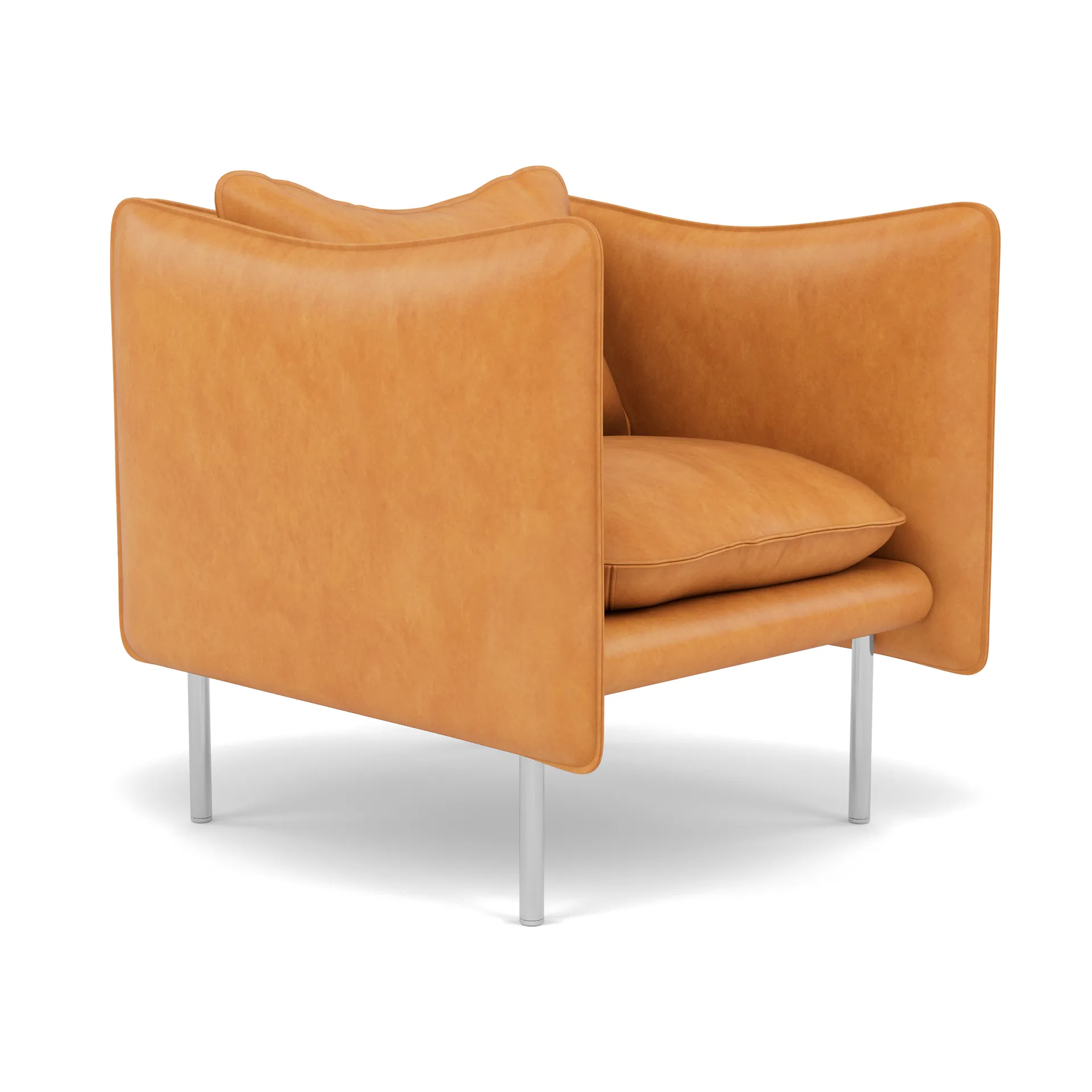 Tiki fåtölj small, Vintage Cognac-polished stainless steel Fogia