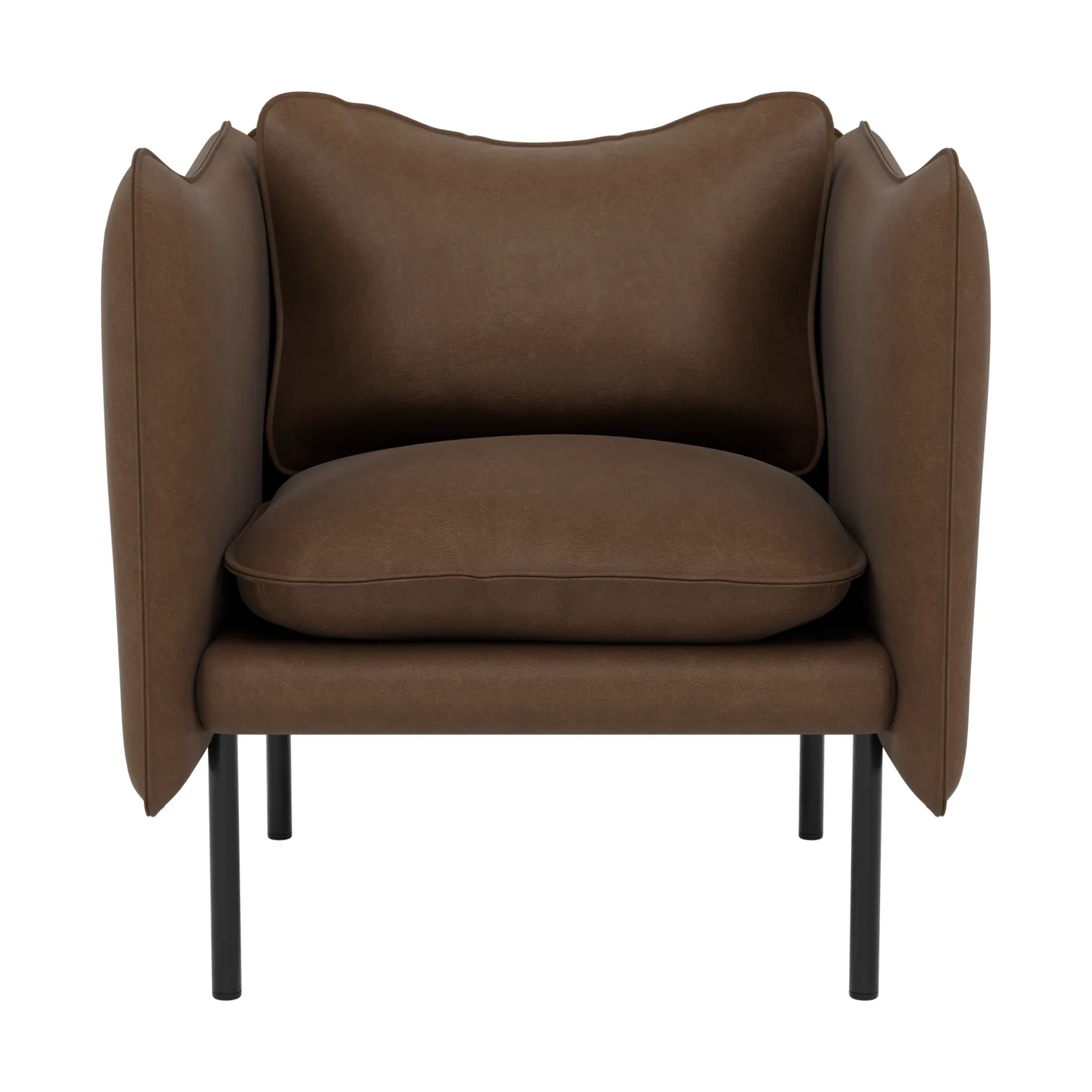 Tiki fåtölj small, Vintage Tabacco-svarta stålben Fogia