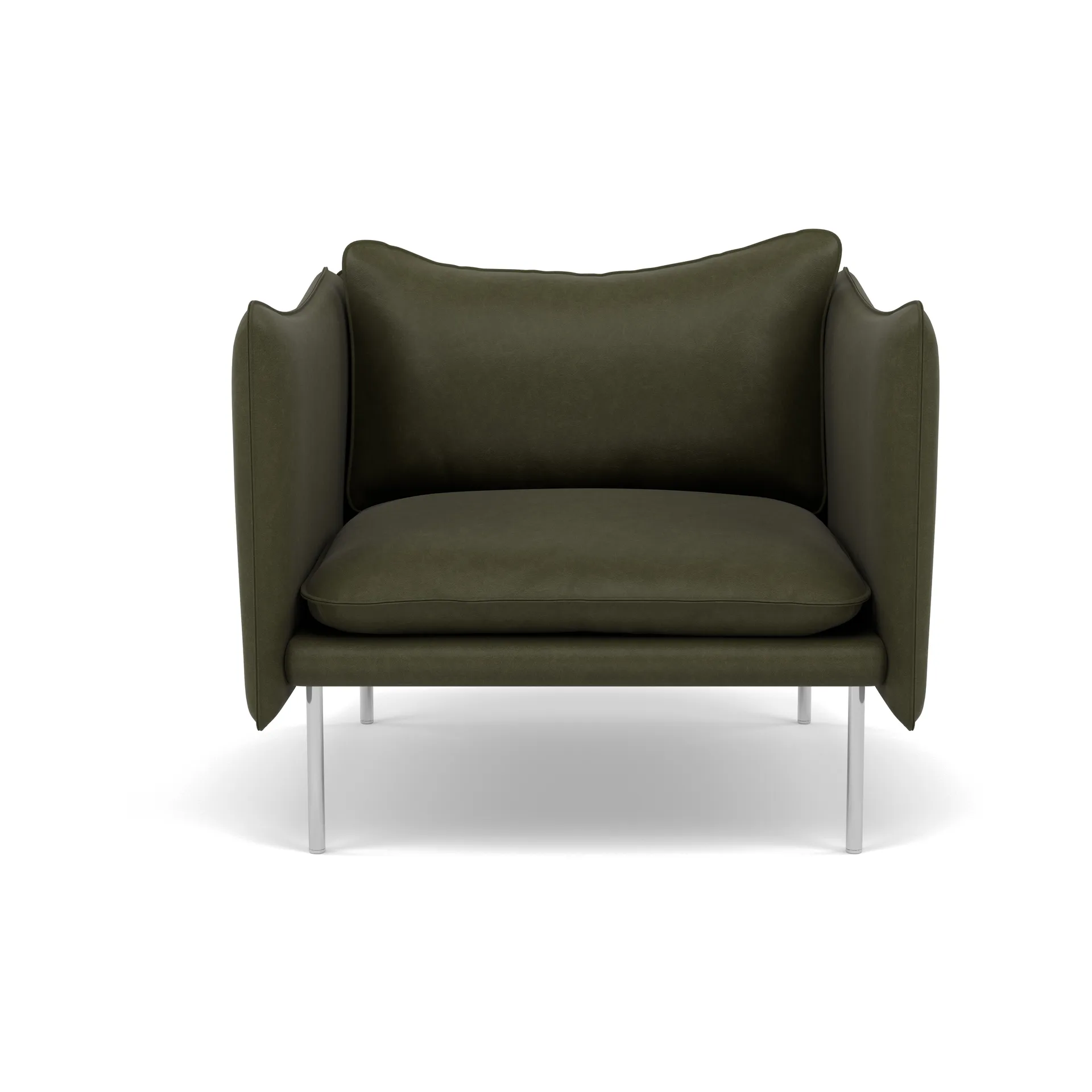 Tiki fåtölj, Vintage Olive-polished stainless steel Fogia