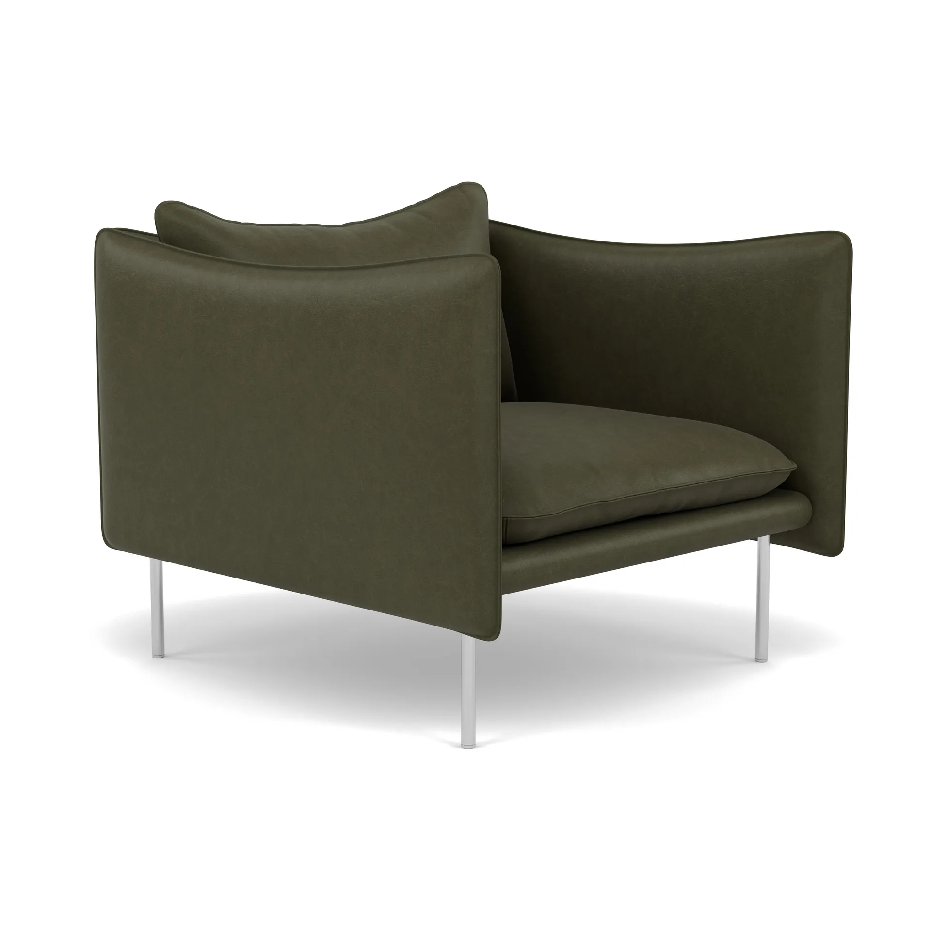 Tiki fåtölj, Vintage Olive-polished stainless steel Fogia