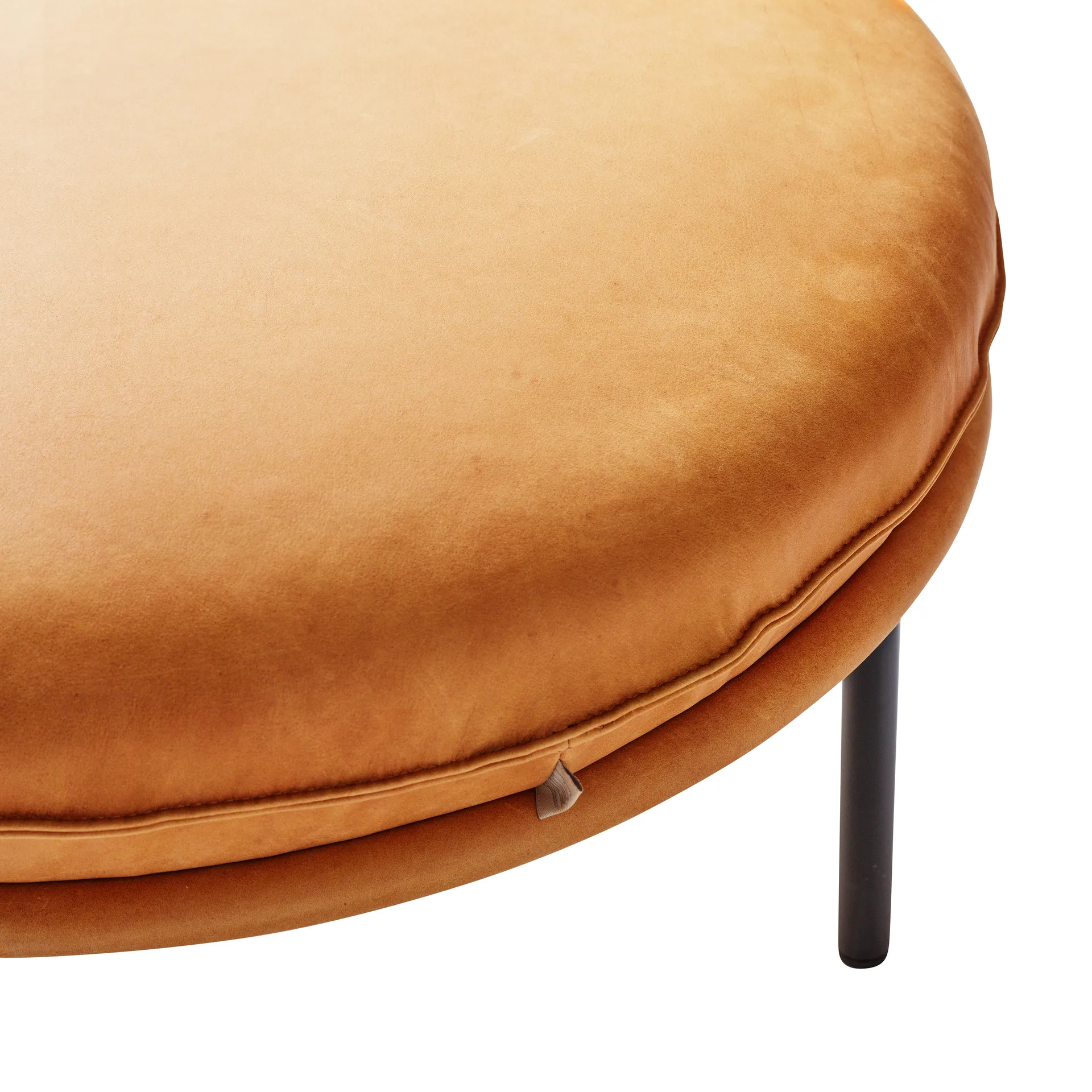 Tiki fotpall, Vintage cognac-svarta stålben Fogia