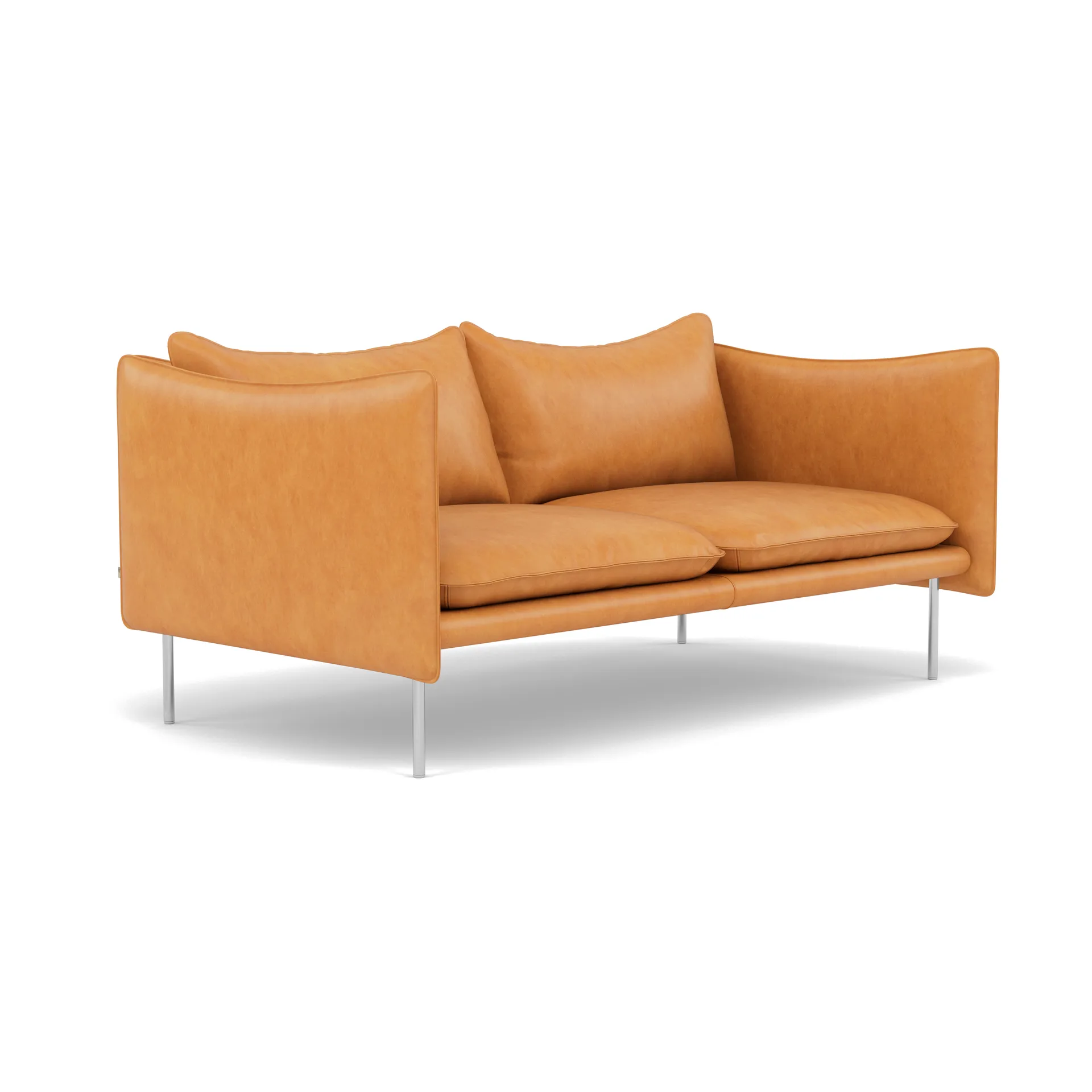 Tiki soffa 2-sits, Vintage Cognac-polished stainless steel Fogia