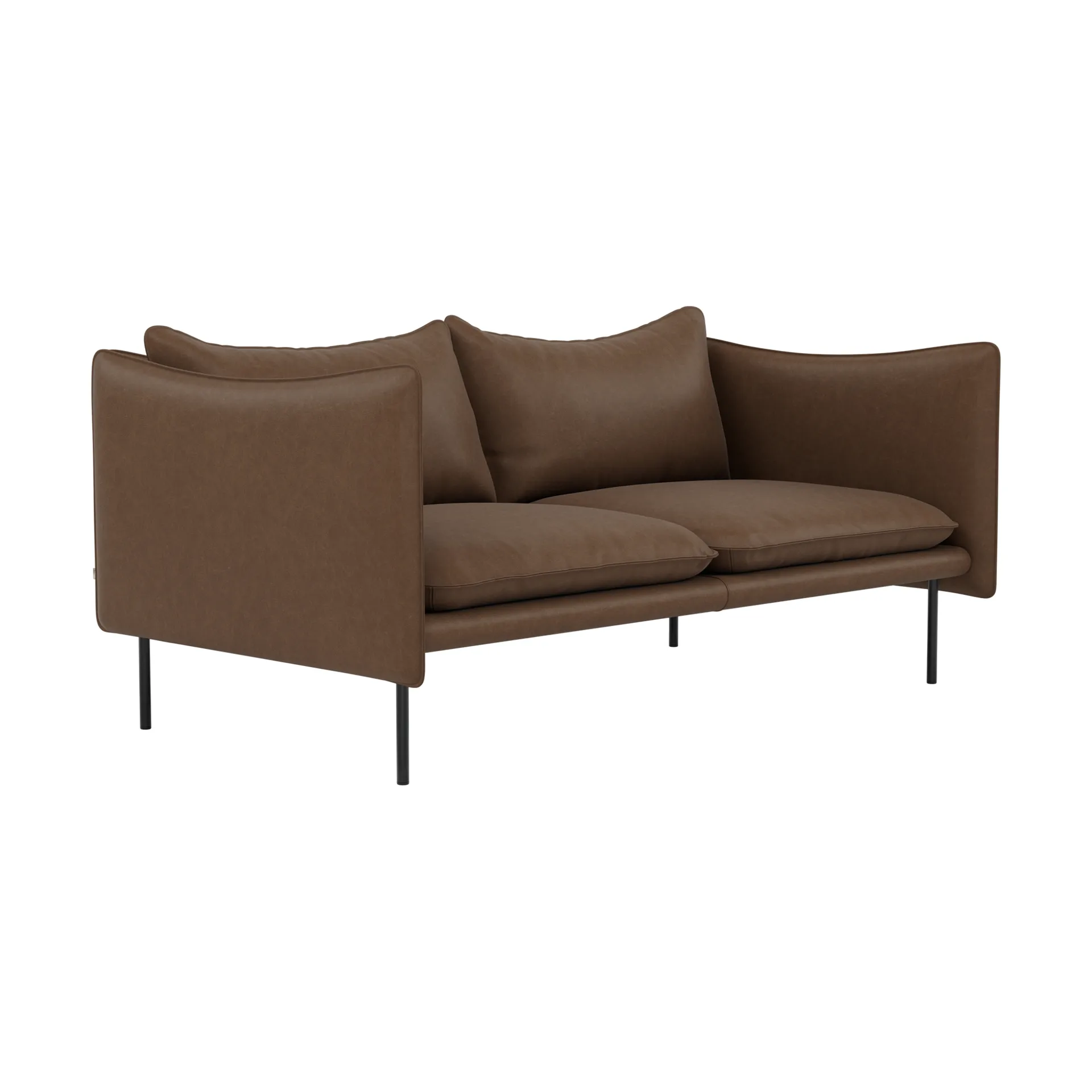 Tiki soffa 2-sits, Vintage Tabacco-svarta stålben Fogia