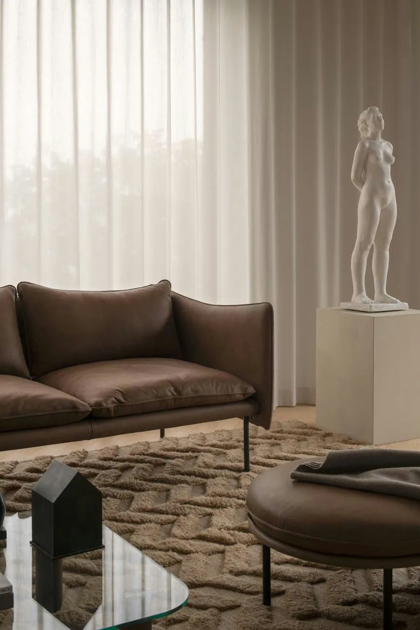 Tiki soffa 2-sits, Vintage Tabacco-svarta stålben Fogia