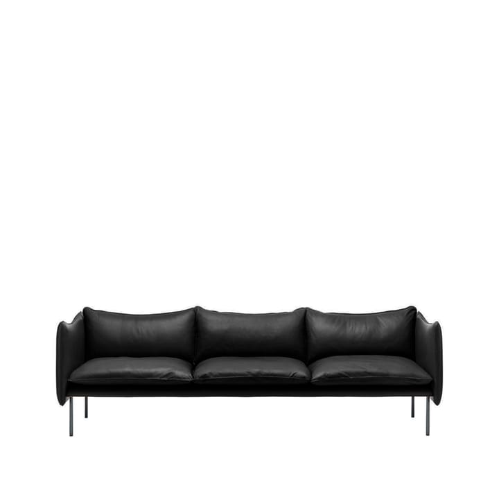 Tiki soffa - 3-sits läder elmotique 99001 svart, svartgrå stålben - Fogia